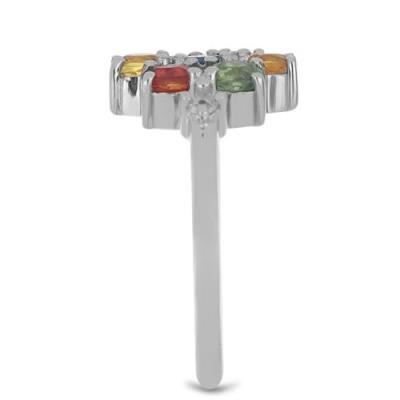 BUY MULTI SAPPHIRE GEMSTONE CLUSTER RING IN 925 SILVER 